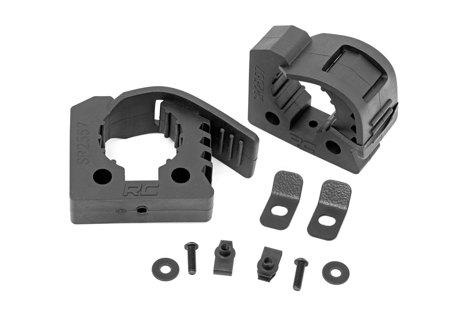 Rough Country Rubber Molle Panel Adjustable Clamp Kit 1″ to 2.25″, Black