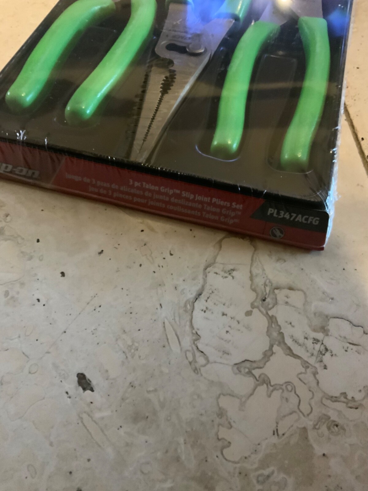 Snap On Green 3 Pc Talon Grip Slip Joint Pliers PL347ACFG New