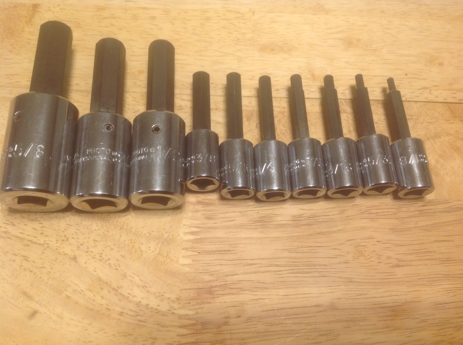 10 Pc. Proto Prof. Tools 1/2″ & 3/8″ Dr. Hex Socket Set 4990-1/8″ to 5441-5/8″