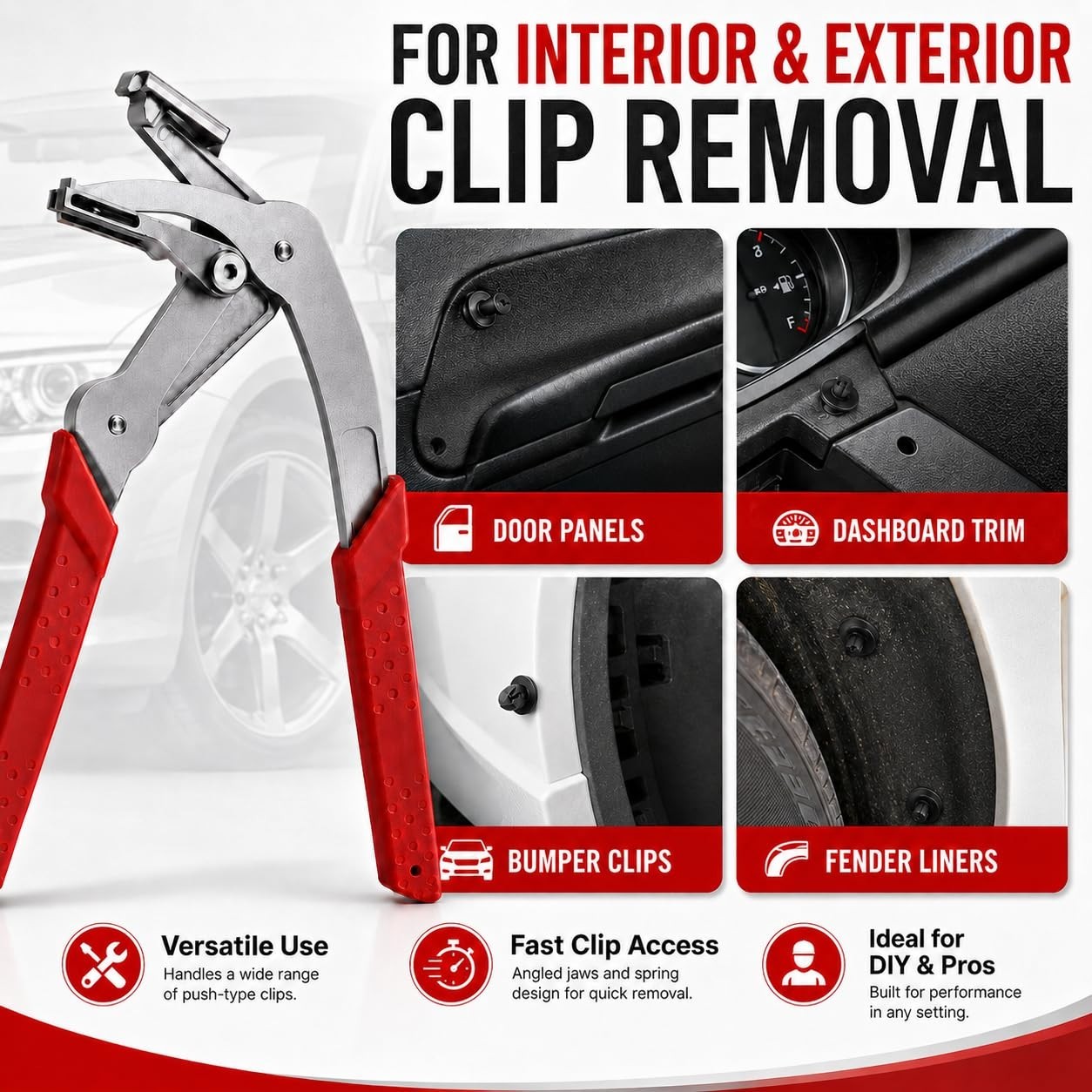 Car Clip Removal Tool – Auto Fastener Pliers for Trim & Door Panel Disassembly