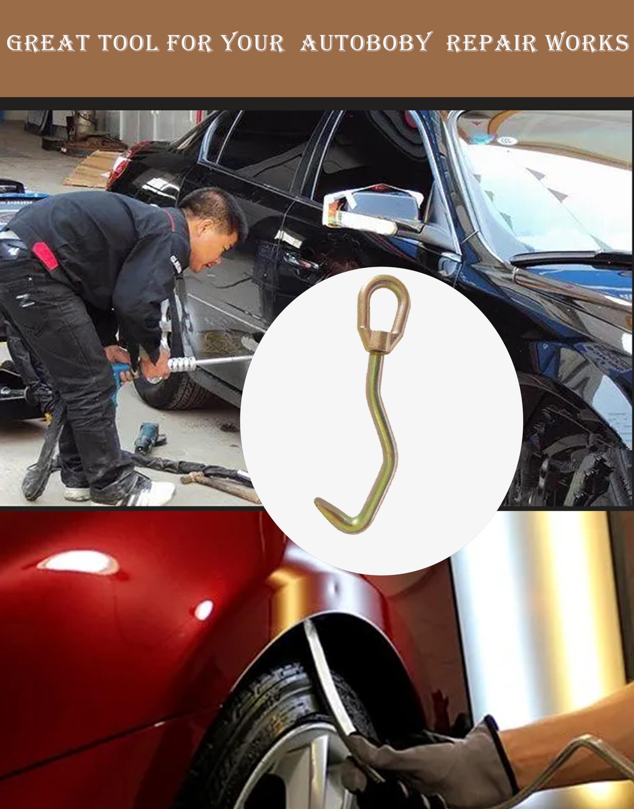 Auto flat nose sheet metal hook，car auto body repair tools, collision Brone