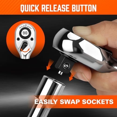 3-Piece Stubby Ratchet Handle Set, 1/4″ 3/8″ 1/2″ Drive Mini Socket Wrench, Comp