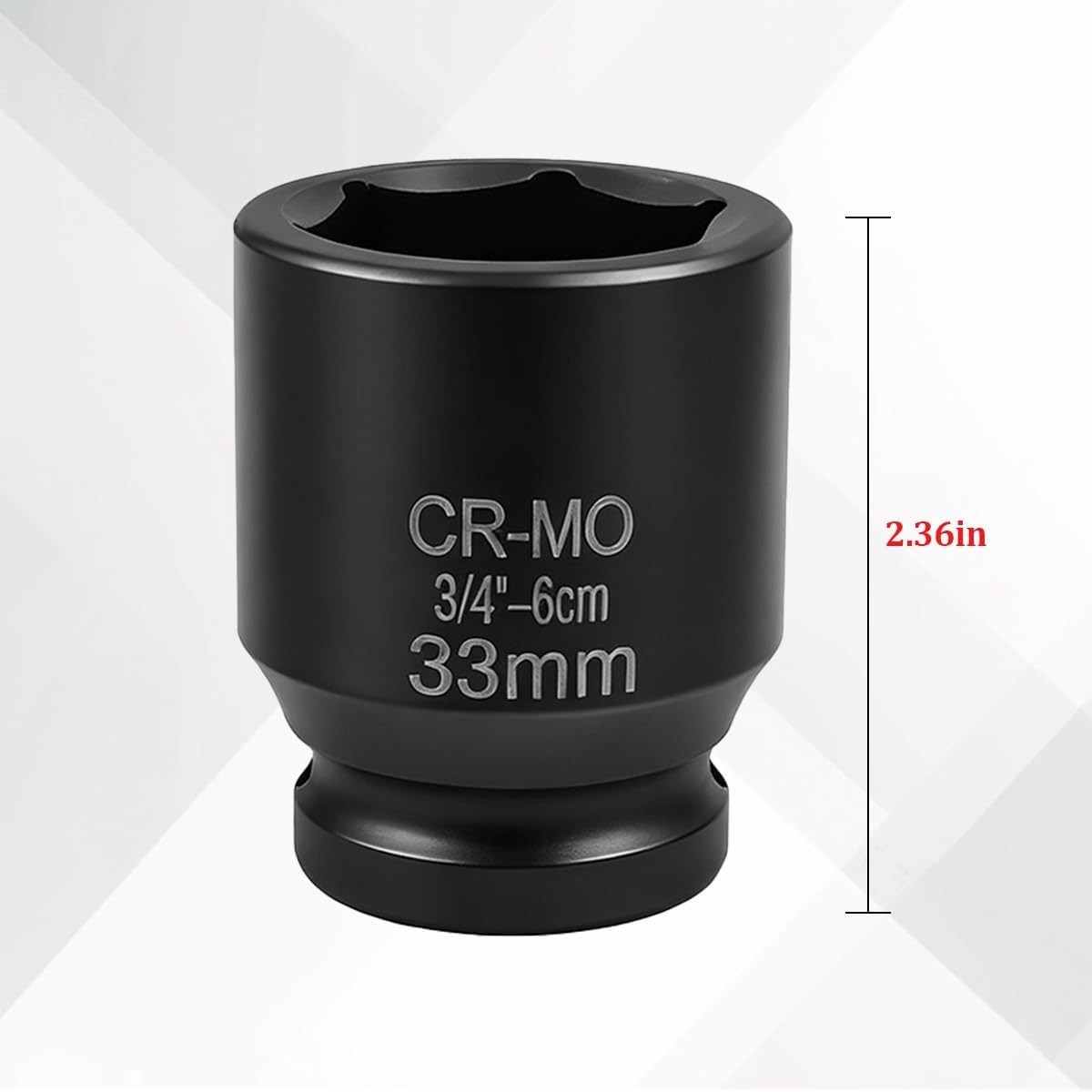 6-Point 3/4-Inch Drive Deep Impact Socket 33mm Metric Vehicle Axle Nut Cr-Mo