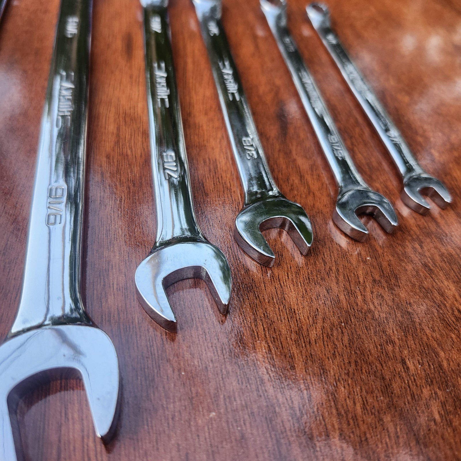 Vintage =Husky= USA 1-1/8″ to 1/4″ Full Polished Comb Wrench Set 11 Pc USA 🇺🇸