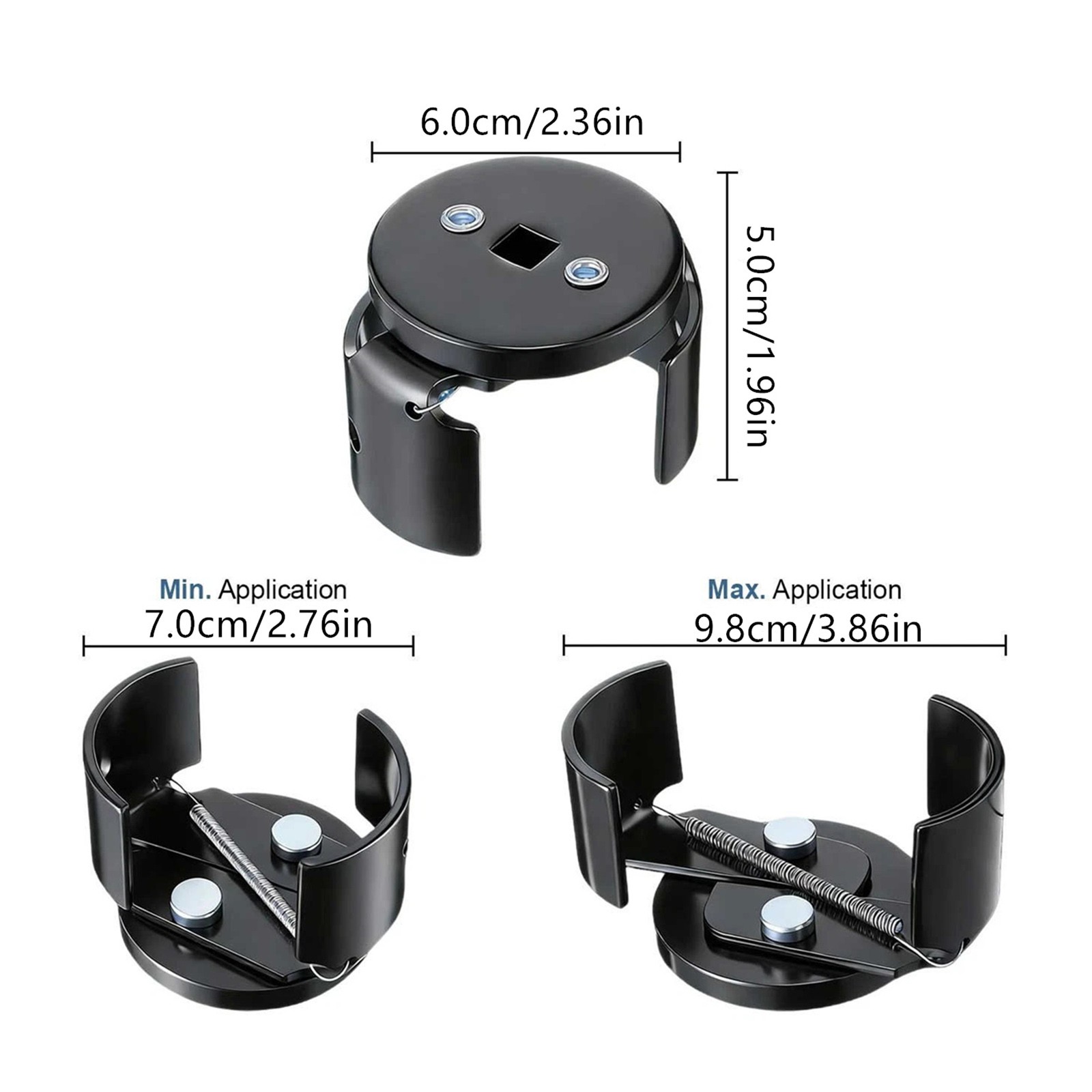 Heat-Treated Steel 3/8″ Drive Oil Filter Wrench 70-98mm Adjustable Removal Tool