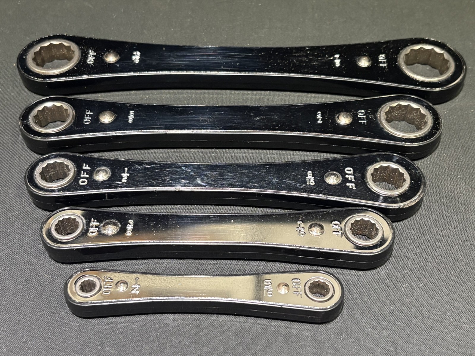 Vintage Sears Craftsman 12pt Ratcheting Box End Wrench Set of 5 SAE 1/4- 7/8 USA