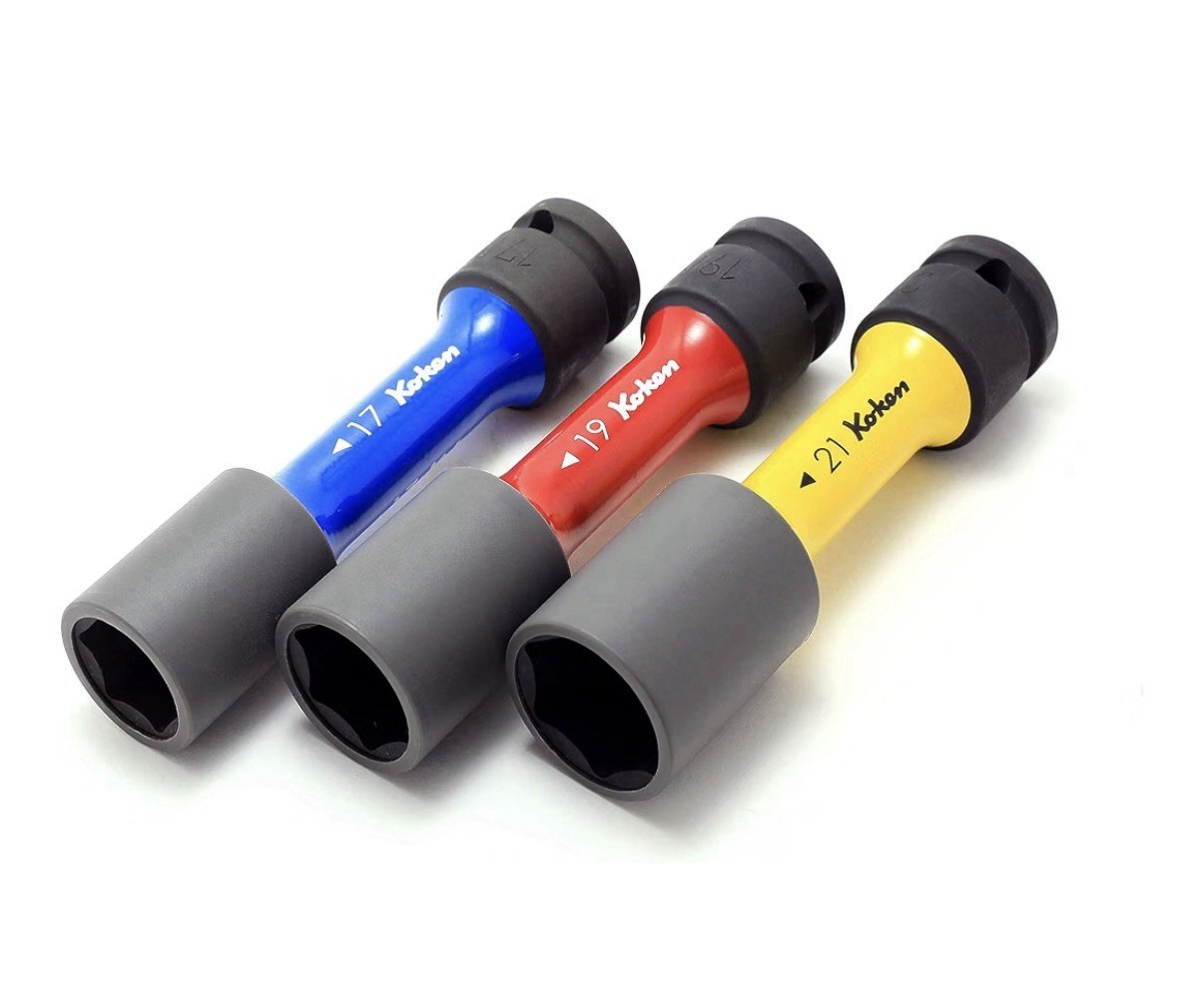 Ko-Ken 1/2 Sq. Dr. Wheel Nut Socket 3 piece Set 17-21mm 6 point Thin Wall 14201M