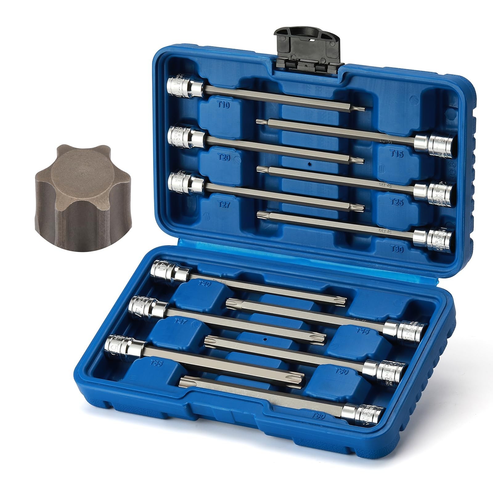 12PCS Extra Long Torx Bit Socket Set T10-T60, 3/8″ Drive, CR-V S2 Steel, Deep 5.