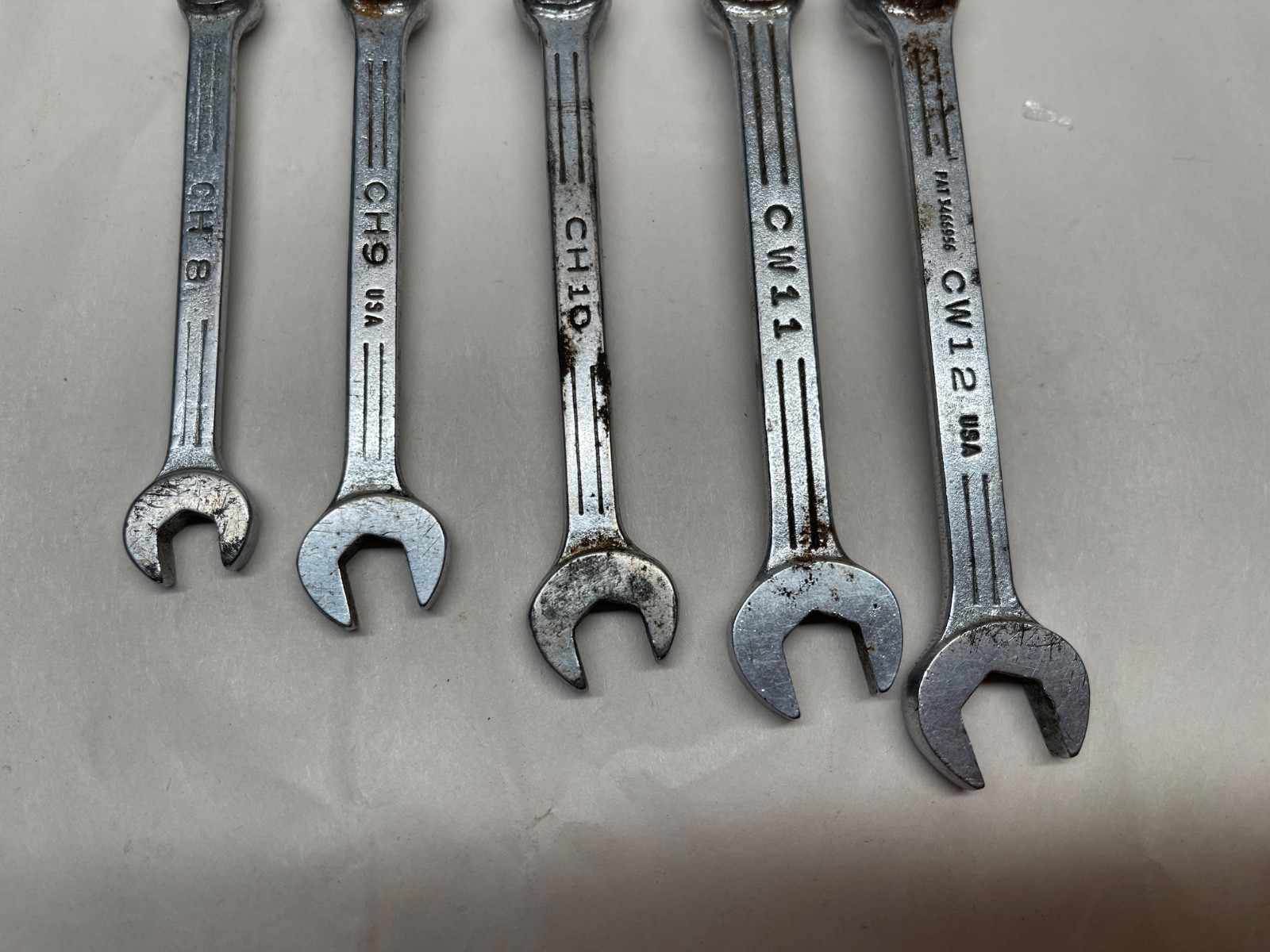 Lot of 5 Vintage MAC Tools Combination Wrenches USA: CH 8 9 10 & CW 11 12