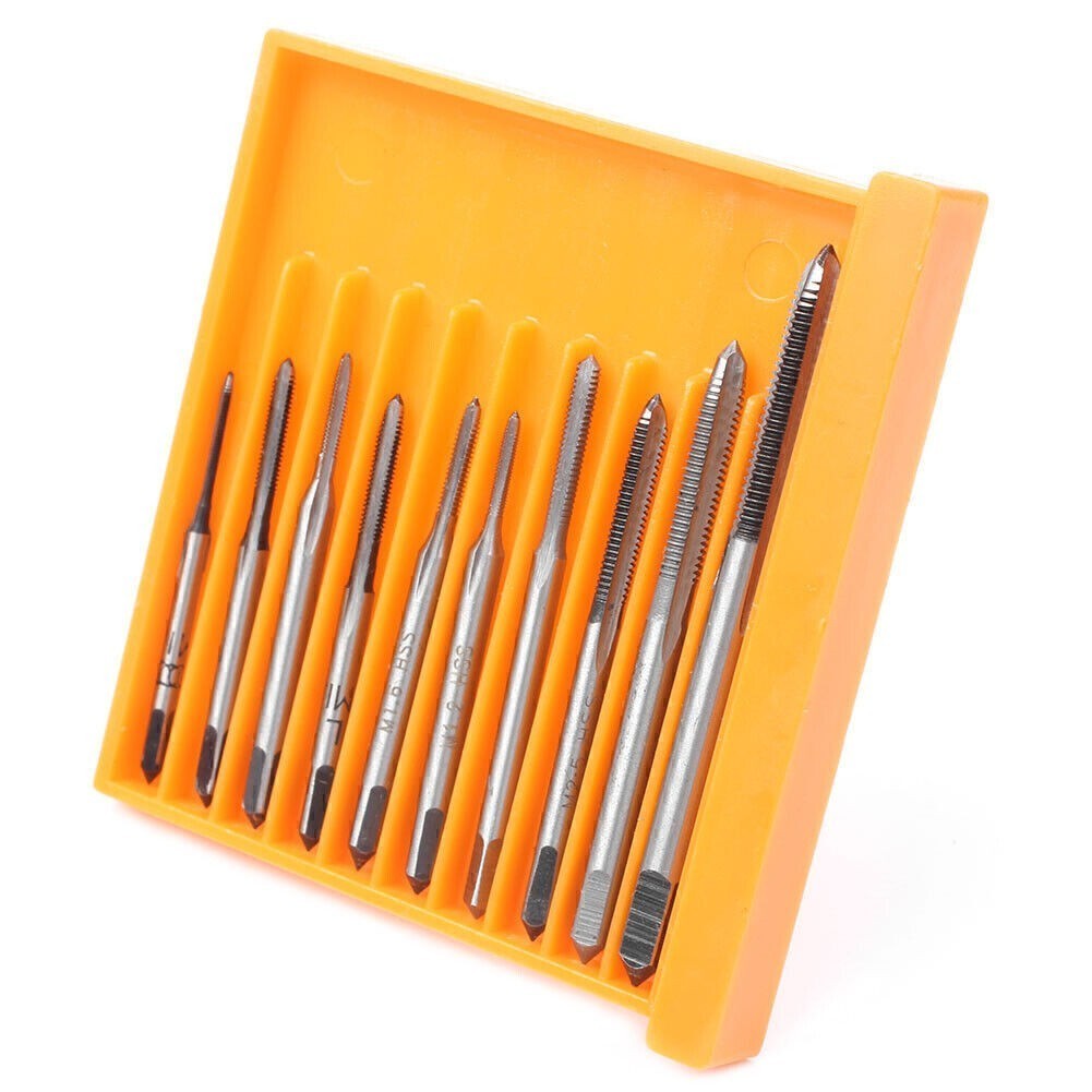 10x ForM1-M3.5 Shank Plated HSS Hand Screw Thread Metric Plug Tap Drill Bits Set
