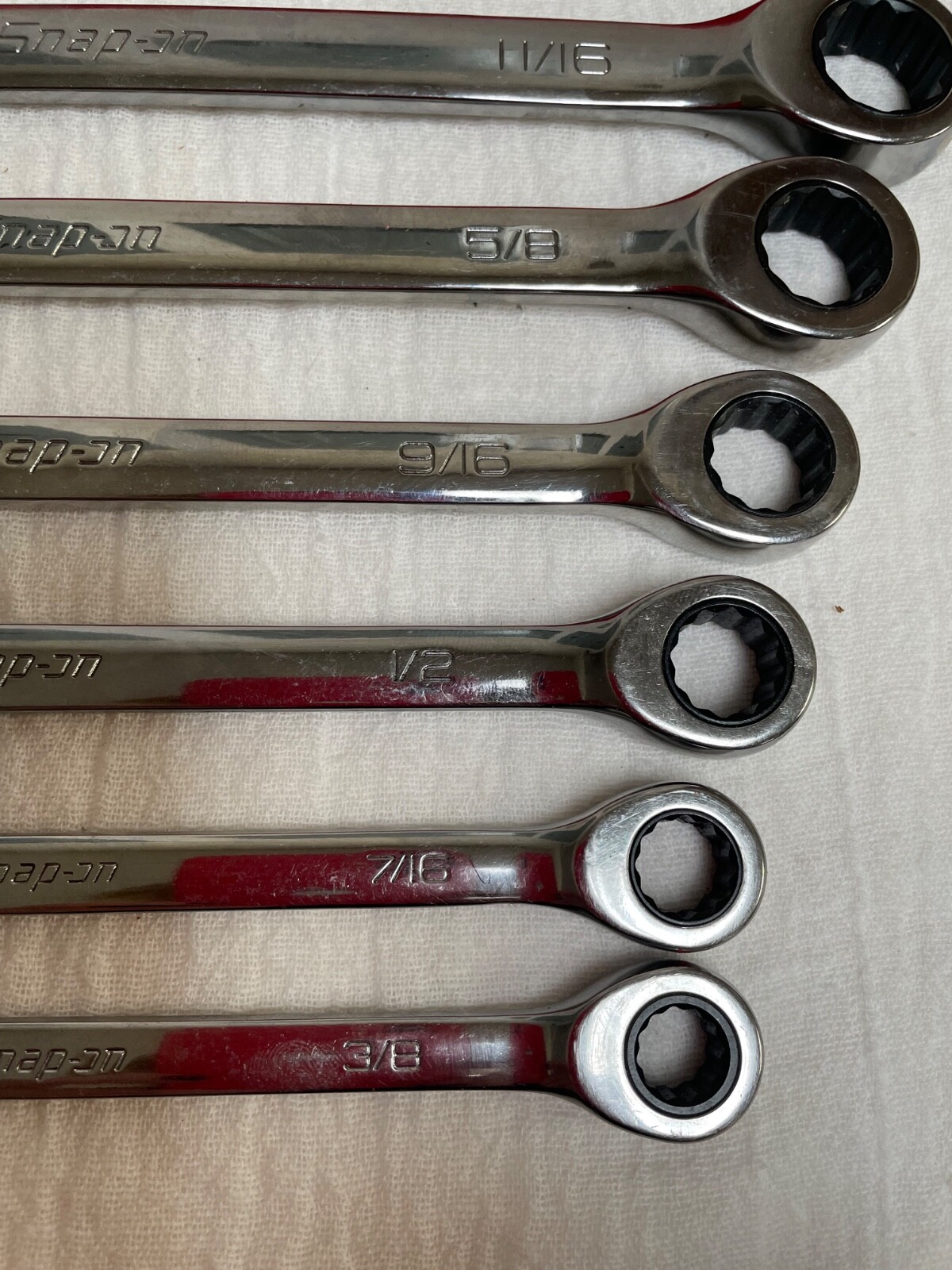 Snap on 7pc Non-Reversing Ratcheting Combo Wrench Set 3/8 – 3/4