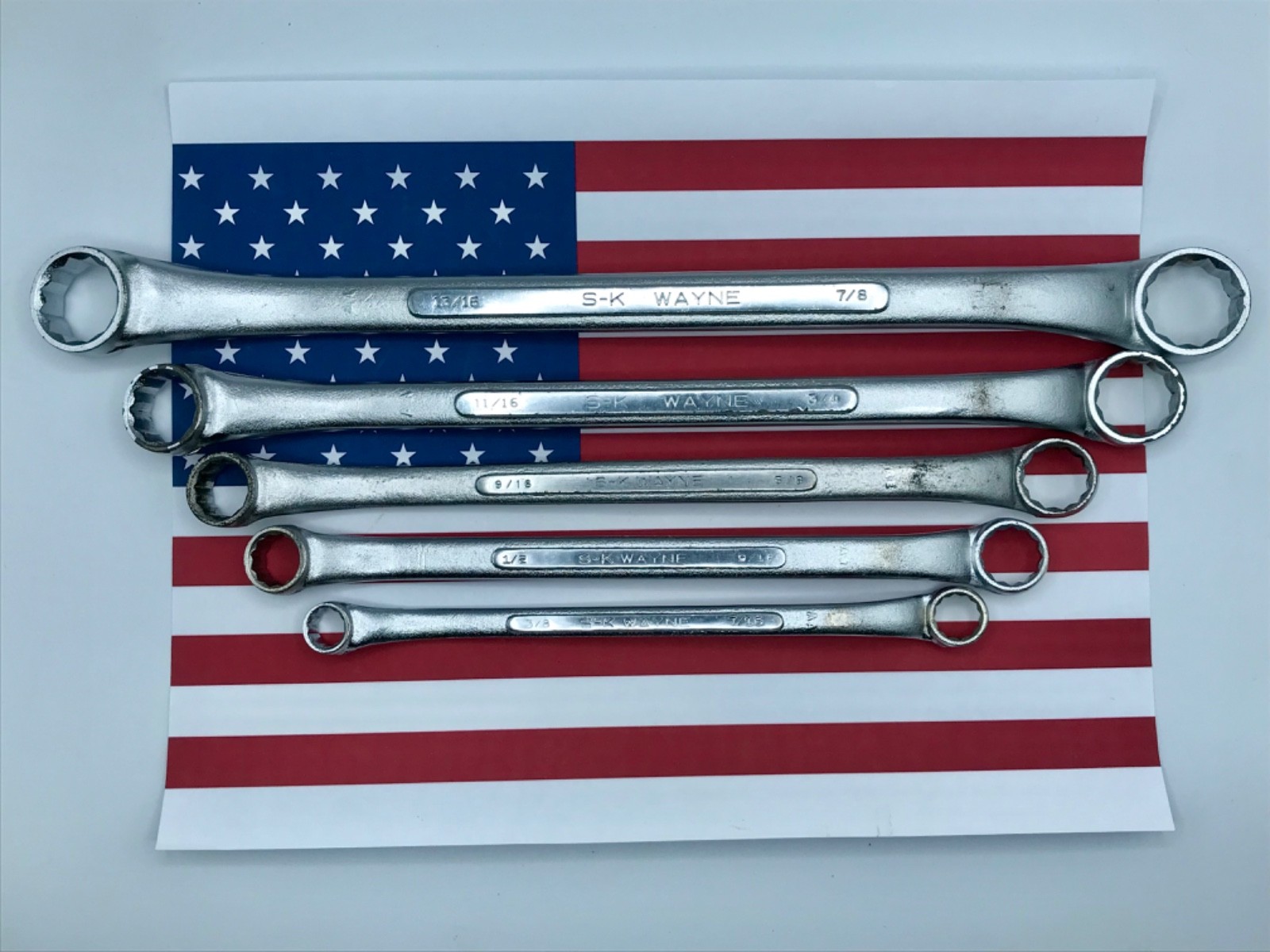 Vintage S-K Wayne SAE 5-Piece Offset Box Wrench 3/8”-7/8” Set, USA 🇺🇸