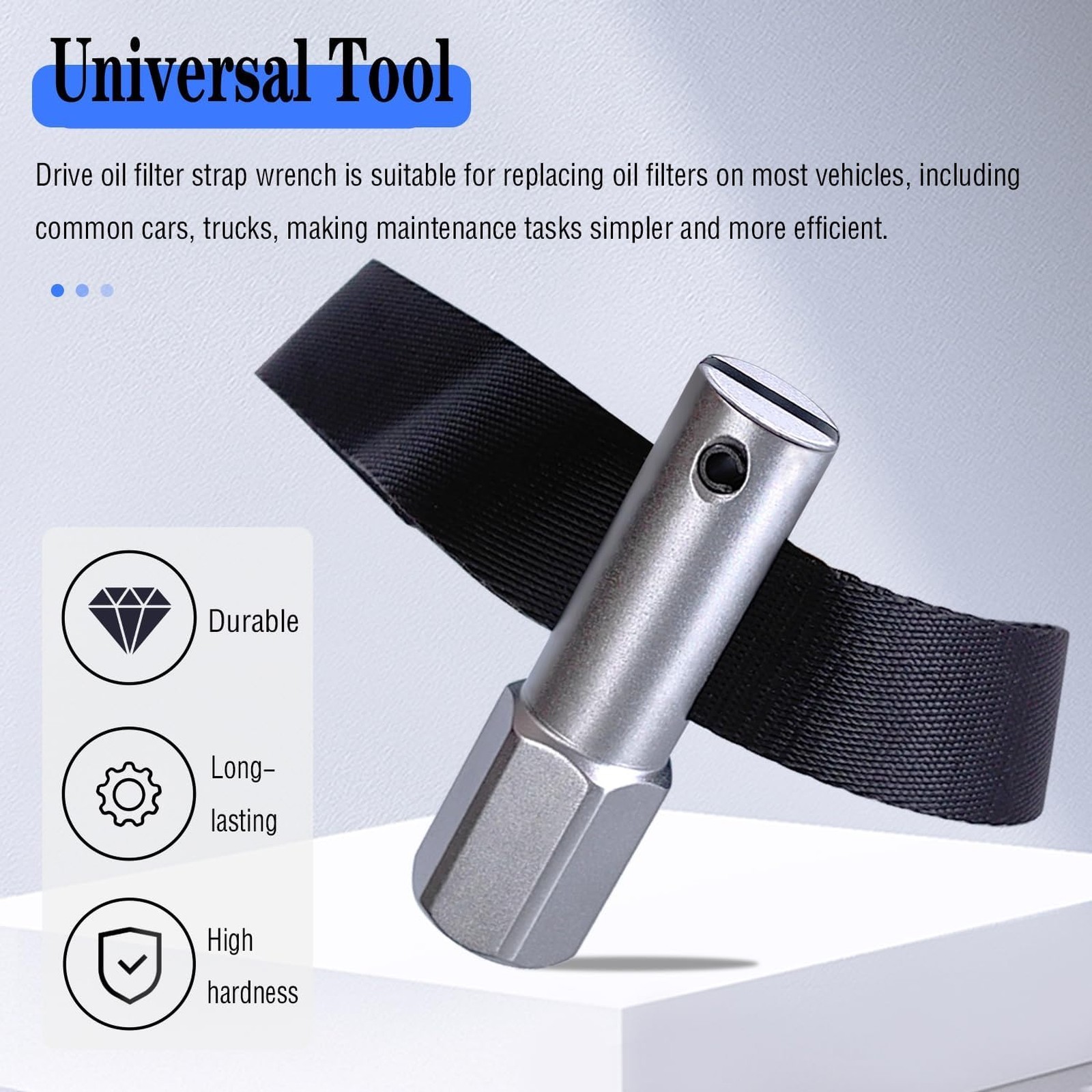 1/2 inch Drive Oil Filter Strap Wrench Adjustable Nylon Filter Removal Tool for