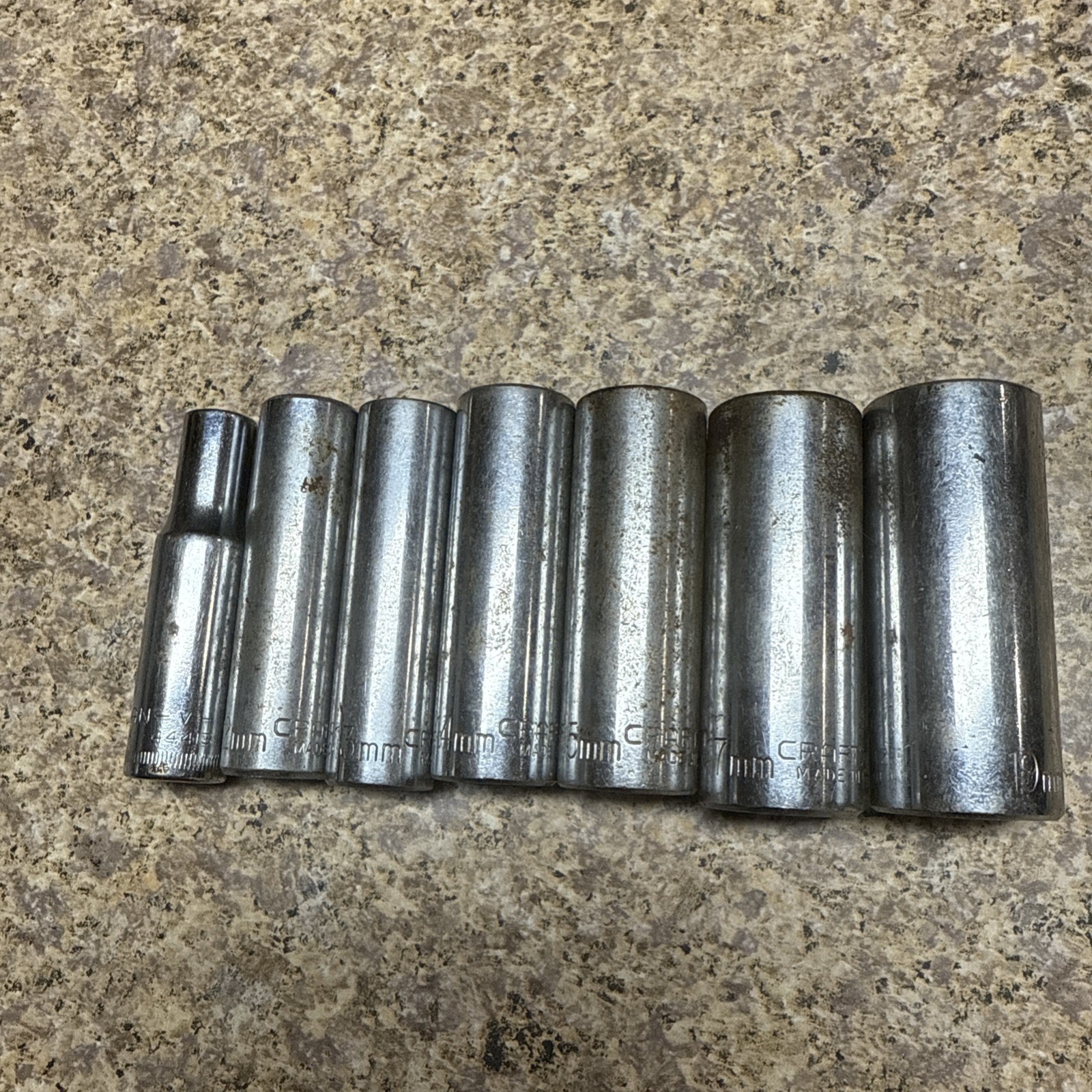 Craftsman 9,12,13,14,15,17,19 mm 6pt Deep Sockets 3/8” Drive 7 Socket Set USA