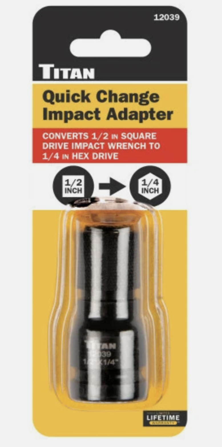 Titan 12039 1/2″ Dr. to 1/4″ Hex Quick Change Impact Adapter with Quick Release
