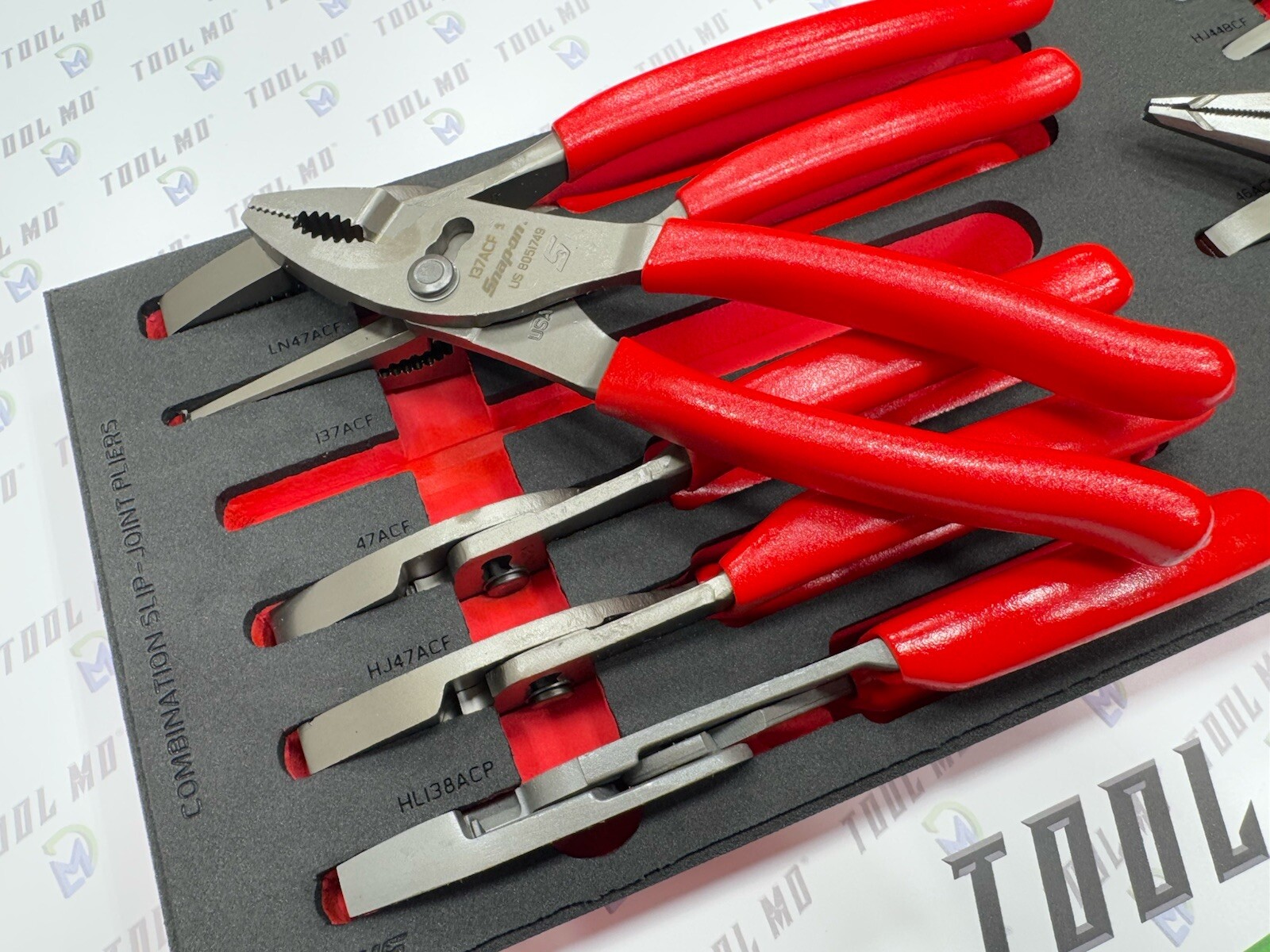 Snap-on Tools USA NEW RED 12pc Master Slip Joint Pliers Foam Set PLSJ1200FR
