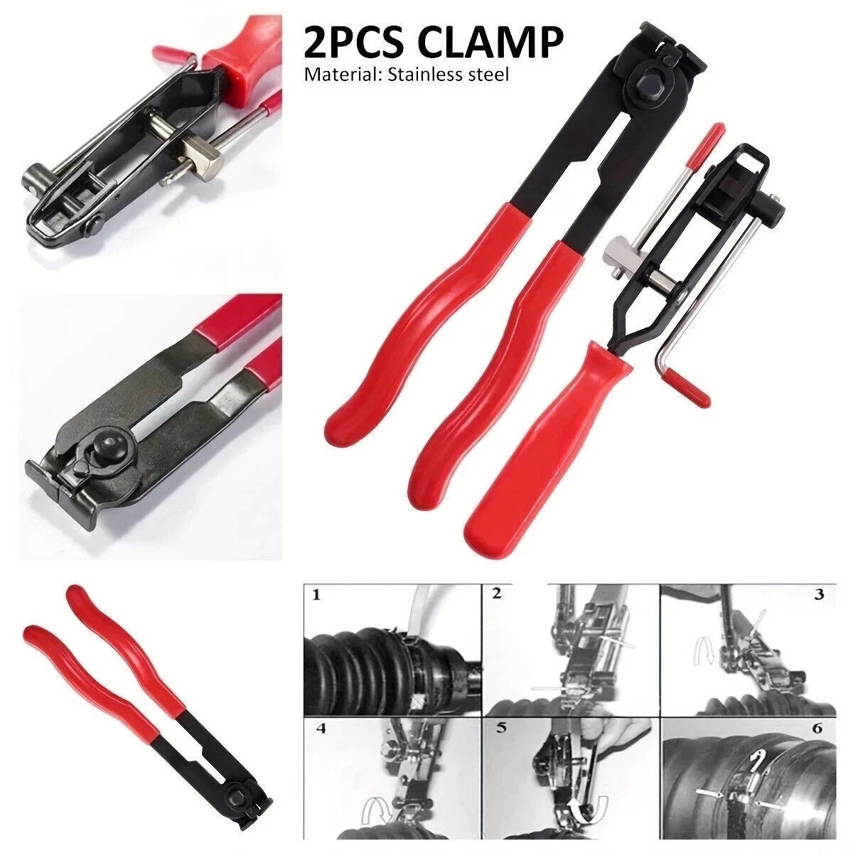 2Pcs CV Joint Boot Clamp Pliers Ear Type Banding Cutter Plier w 20PCS of Clips