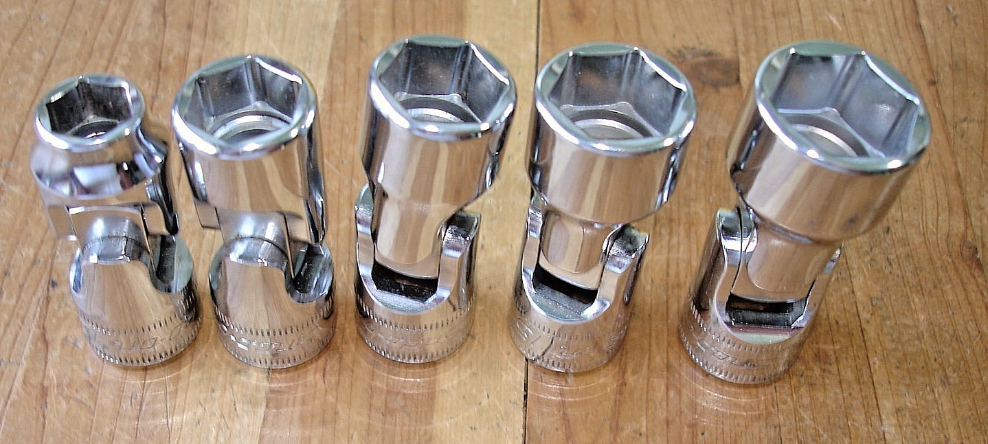 5 NEW SNAP-ON 3/8″ DRIVE METRIC SWIVEL SOCKETS MECHANICS TOOLS 10-13-14-15-17 US
