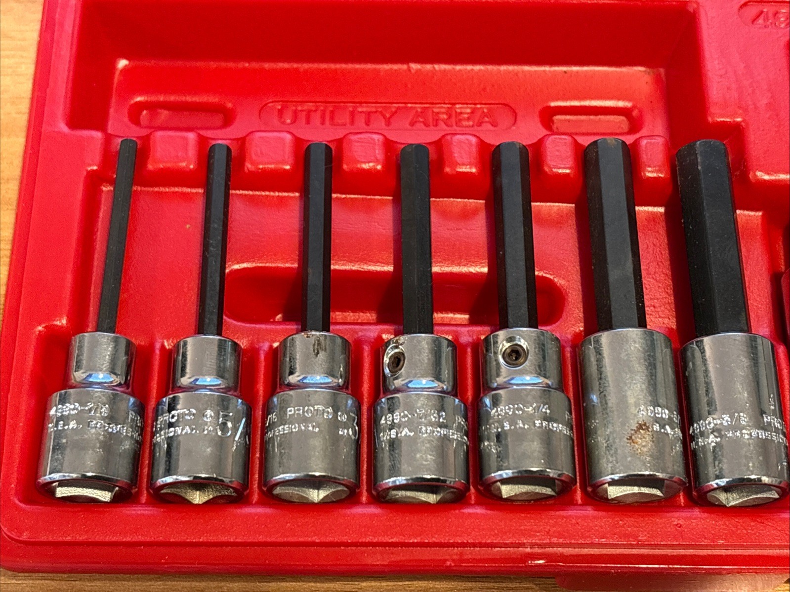 Proto 10 pc. 1/2″ & 3/8″ Drive SAE Hex Bit Socket Set 4990 & 5441 & Case 4968PB