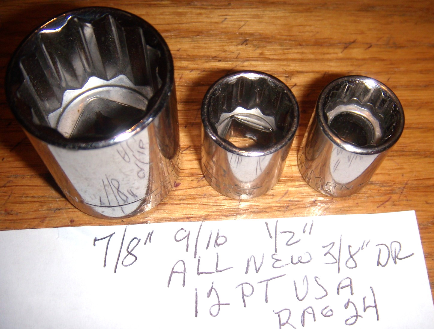 3 CRAFTSMAN 7/8″1S 1/2″DR 9/16 &1/2″ 3/8″ DR NEW 12 PT. ALL INVERTED-G1- SOCKET