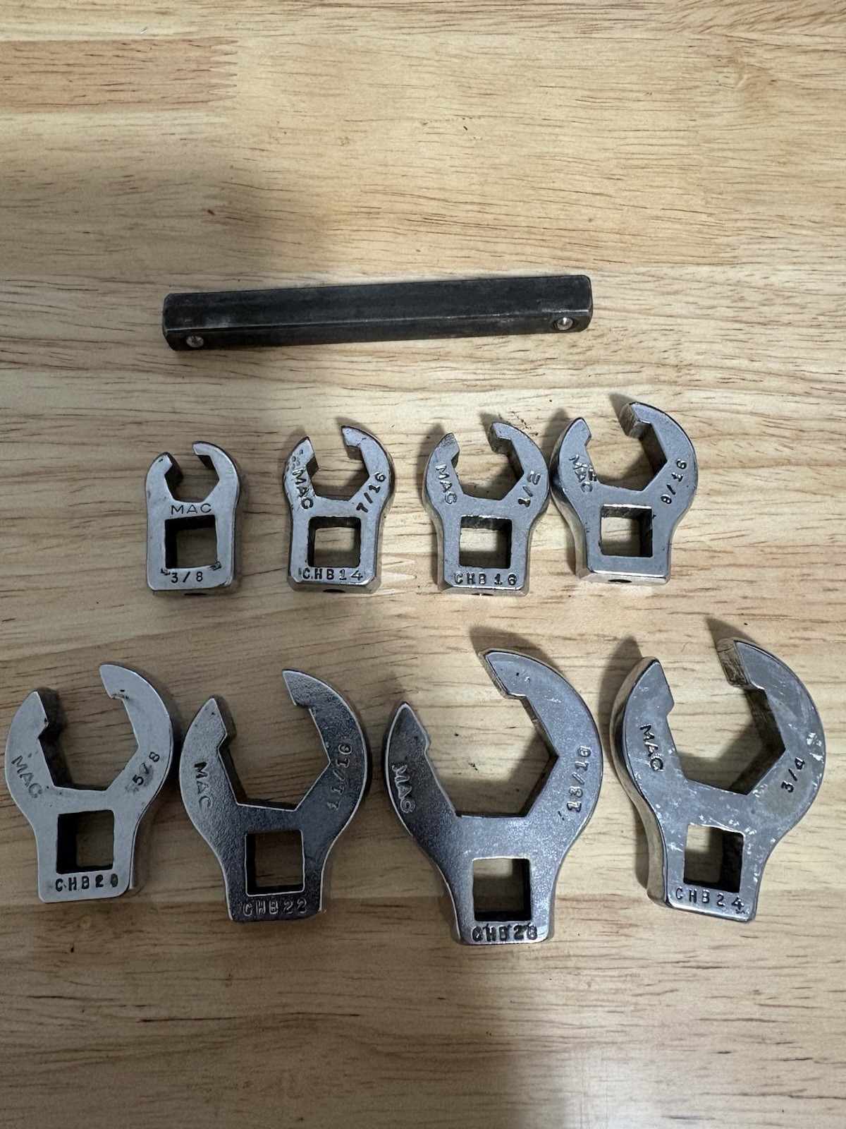 Mac 3/8 Drive SAE Flare Nut Crows Foot Wrench Set 3/8-13/16