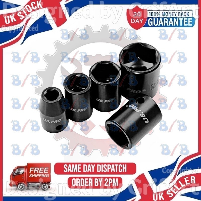 13PC 3/8″ INCH SQUARE DRIVE 6 POINT SHALLOW IMPACT SOCKET TOOL SET 7MM-19MM CASE