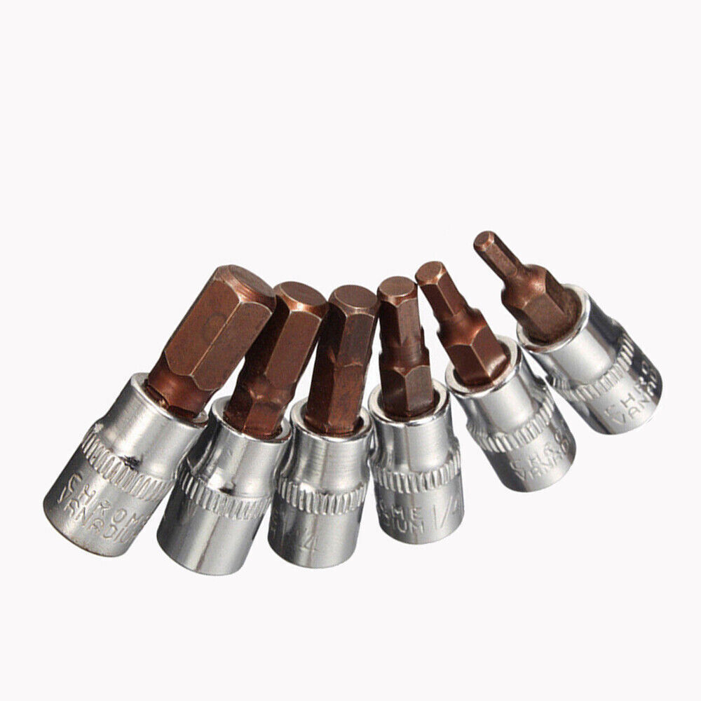 6pcs 3-8mm 1/4inch Hexagonal Drive Metric Hex Bit Sockets Nutdrivers Tools Set
