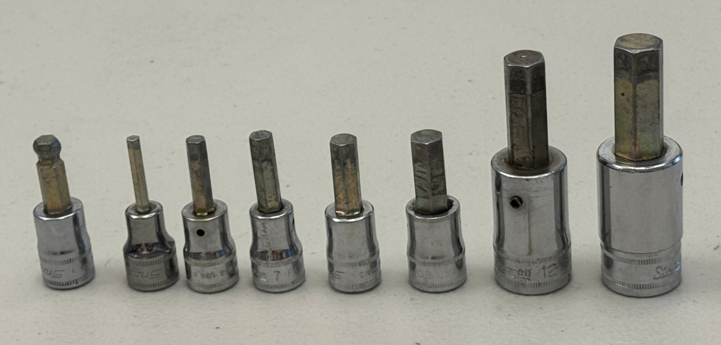 Snap-on 3/8 & 1/2 Dr Metric Bit Sockets ~ 17 Pieces Allen, Torx, Triple Square