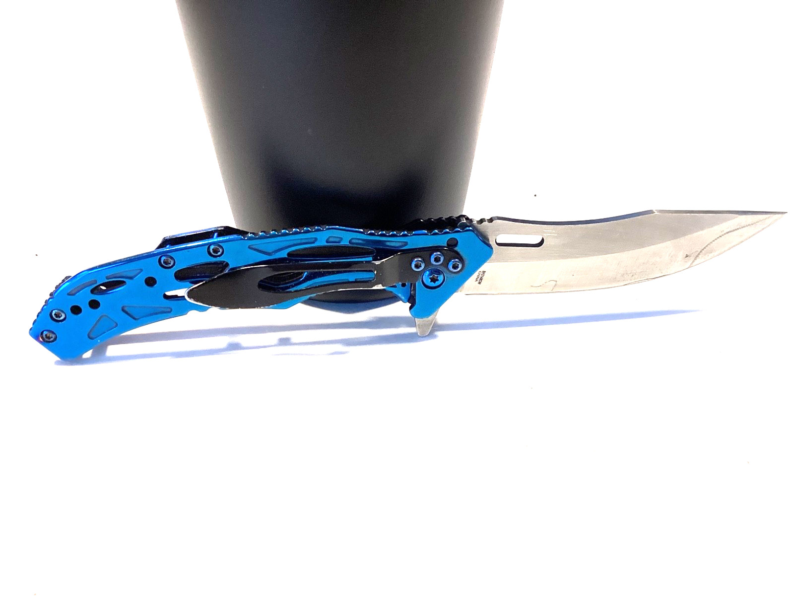 Cornwell Tools Blue Anodized Snap Lock Folding Pocket Knife 4-3/4” Closed NICE