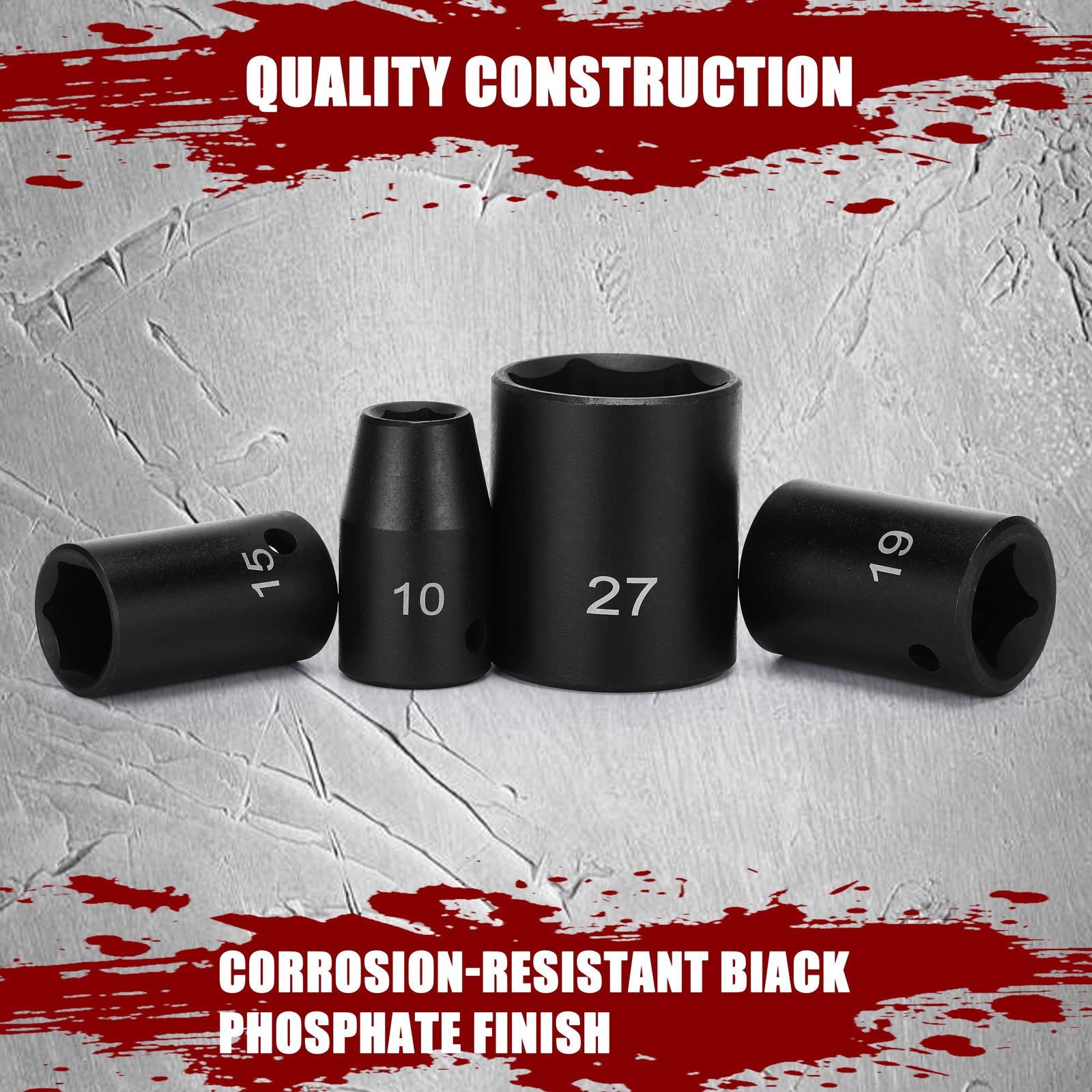 20PCS 1/2″ Drive Shallow Impact Socket Set Metric 10mm-32mm CR-V 6-Point