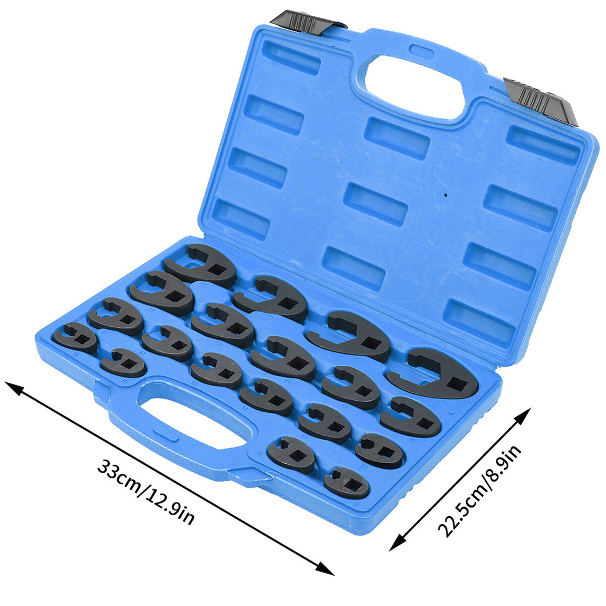19PCS Flare Nut Crowfoot Wrench Set Metric Crows Foot Wrench Kit 3/8″ 1/2″ Drive