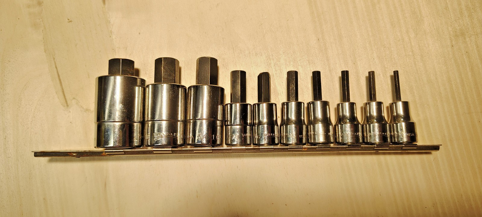 JH WILLIAMS TOOL #WSBS-10R 3/8″ & 1/2″ DRIVE HEX SOCKET SET 10 PC 1/8″-5/8″ USA