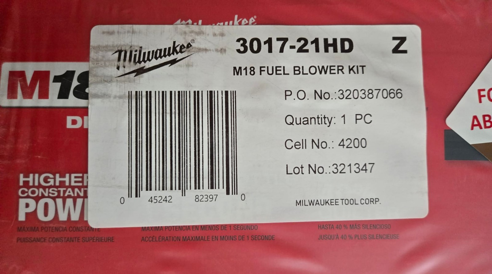 Milwaukee  Leaf Blower Kit w/12.0 Ah FORGE Battery & Rapid ChargerM18 Fuel