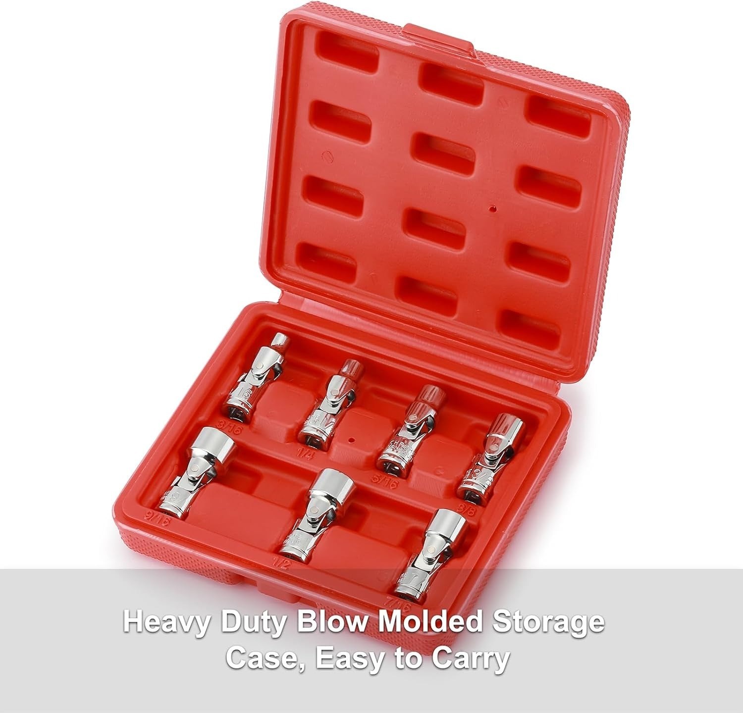 7PCS 1/4″ Drive Universal Flex Socket Set, SAE, 3/16″ to 9/16″, 6-Point