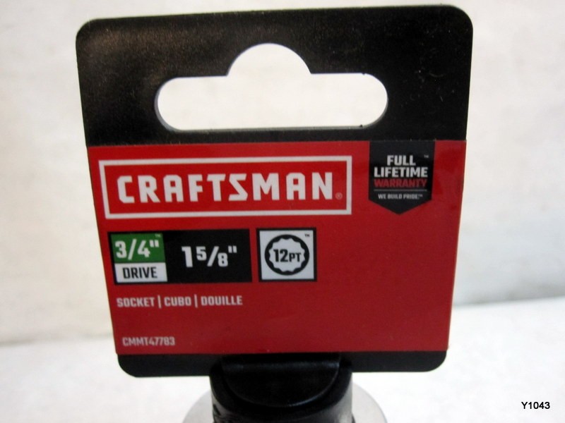 CRAFTSMAN Shallow Socket, SAE, 3/4-Inch Drive, 1-5/8-Inch, 12-Point (CMMT47783)