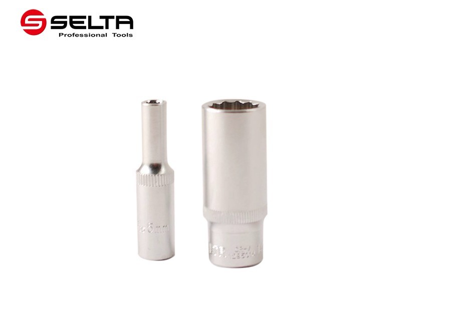 Selta Taiwan 10pc Cr-V 1/4″ dr Deep Socket 6pt/12pt: 5-6-7-8-9-10-11-12-13-14mm