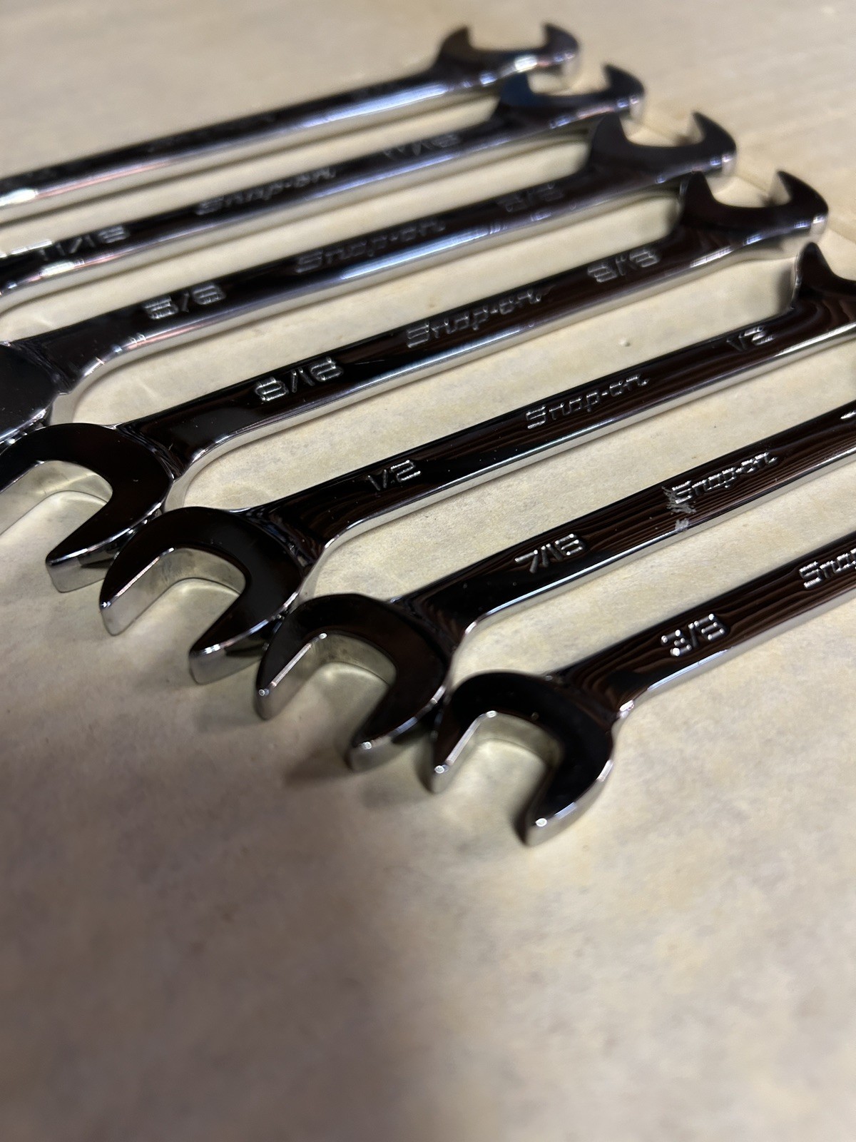 Snap-on 7 pc SAE Four-Way Angle Head Open-End Wrench Set (3/8–3/4″)