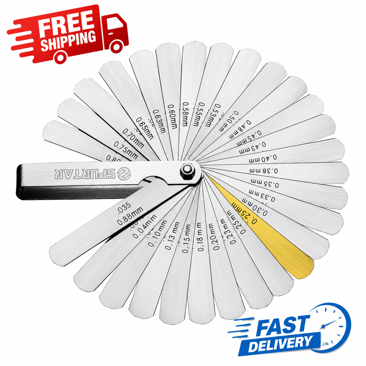 32 Blade Feeler Filler Gauge Spark Plug Gap Metric Imperial Measuring Brass Tool