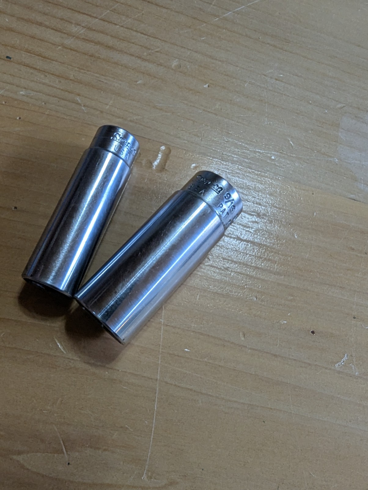 Snap On Tools 7/16″ & 9/16 1/4″ Drive Deepwell Chrome Socket 6 point STM14 STM18