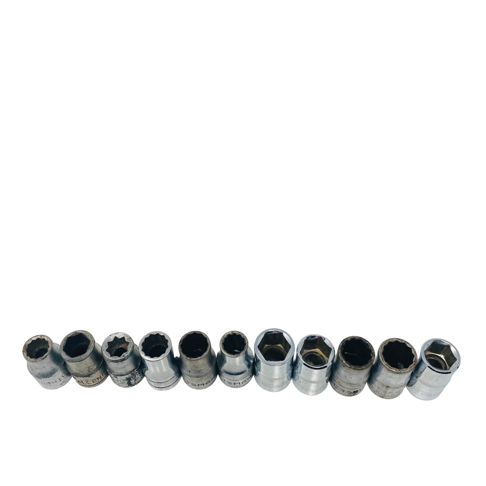 11 Pcs Craftsman, Stanley and Assorted 1/2 in, 1/4 in Socket Set, Made in USA