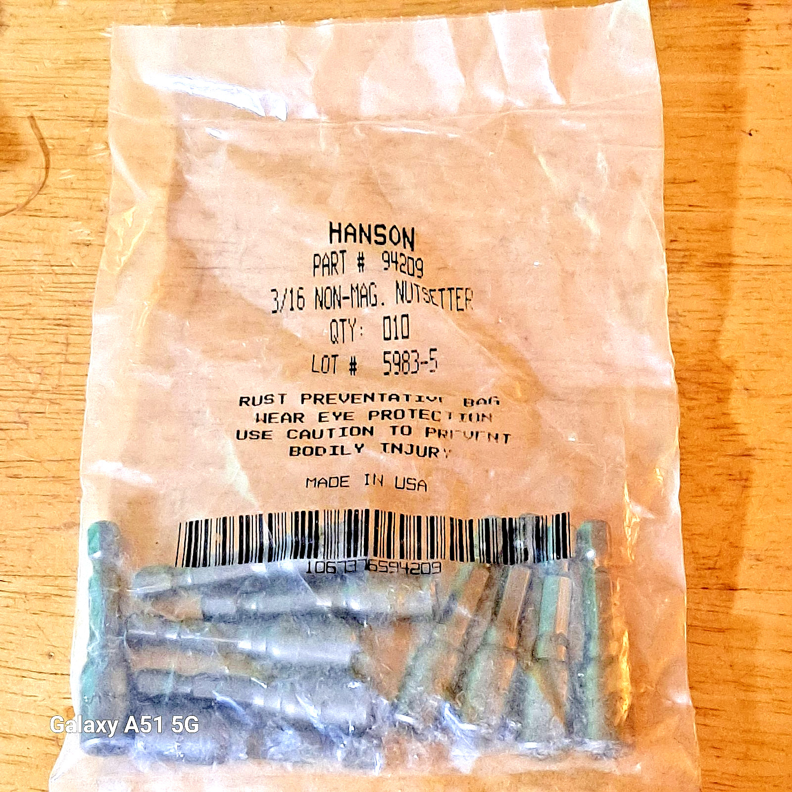 10 HANSON 94209 3/16″ Nutsetter Bit Non-Magnetic NEW NOS FREE SHIPPING