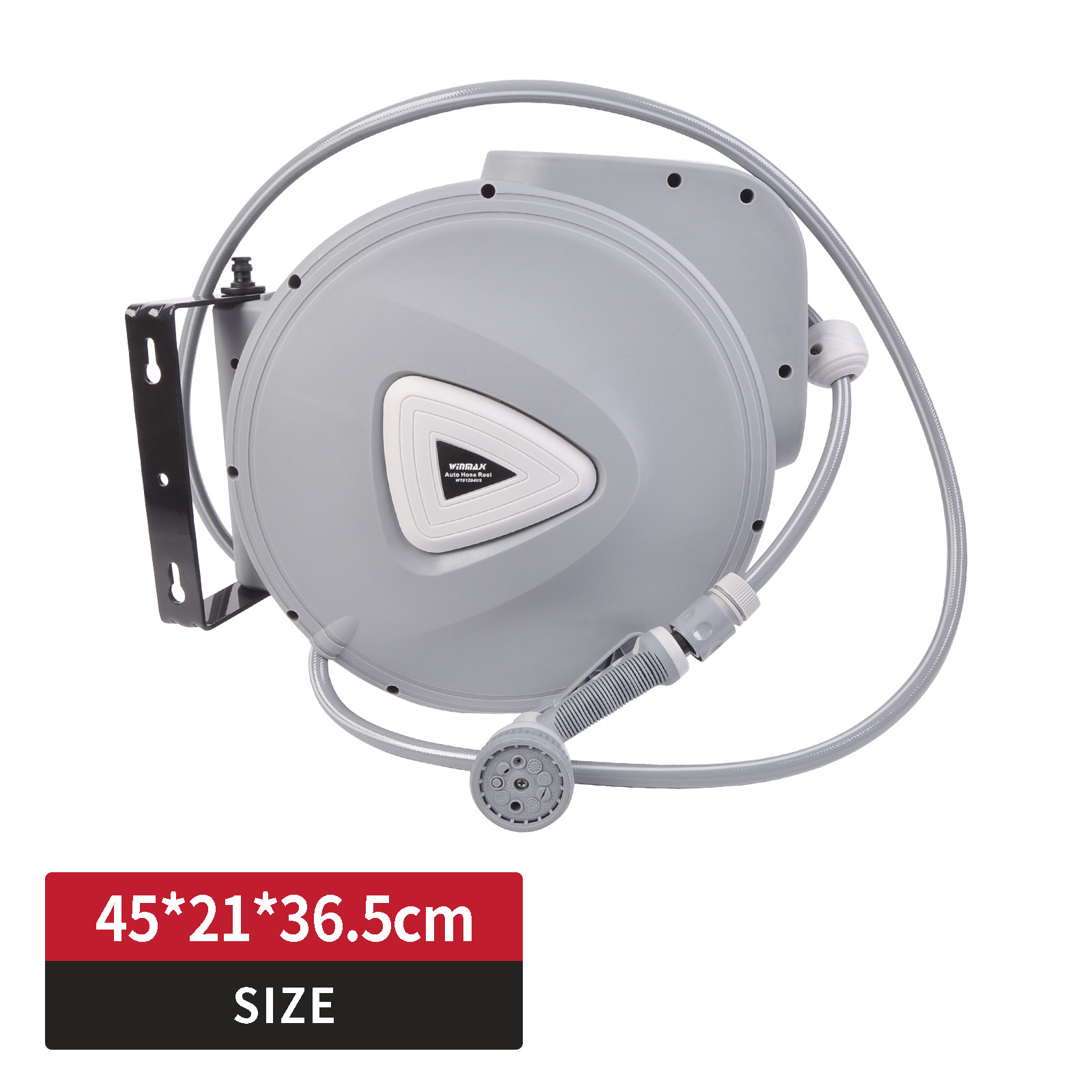 65 ft Wall Mount Retractable Garden Water Hose Reel Brass Spray Gun Hose Reel