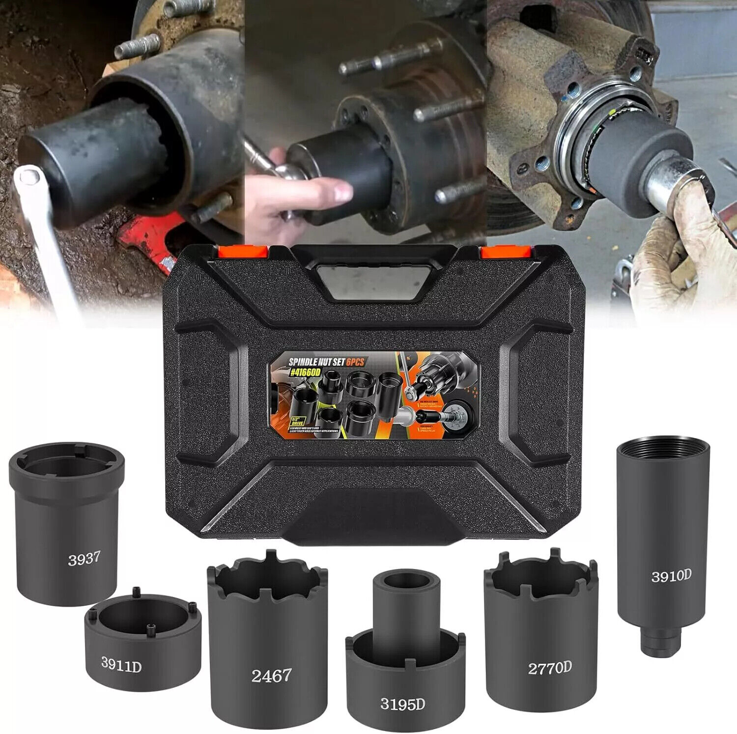 6pcs Spindle Nut Set 41660D 4WD Spindle Nut Socket Puller for Ford Dana 44/50/60