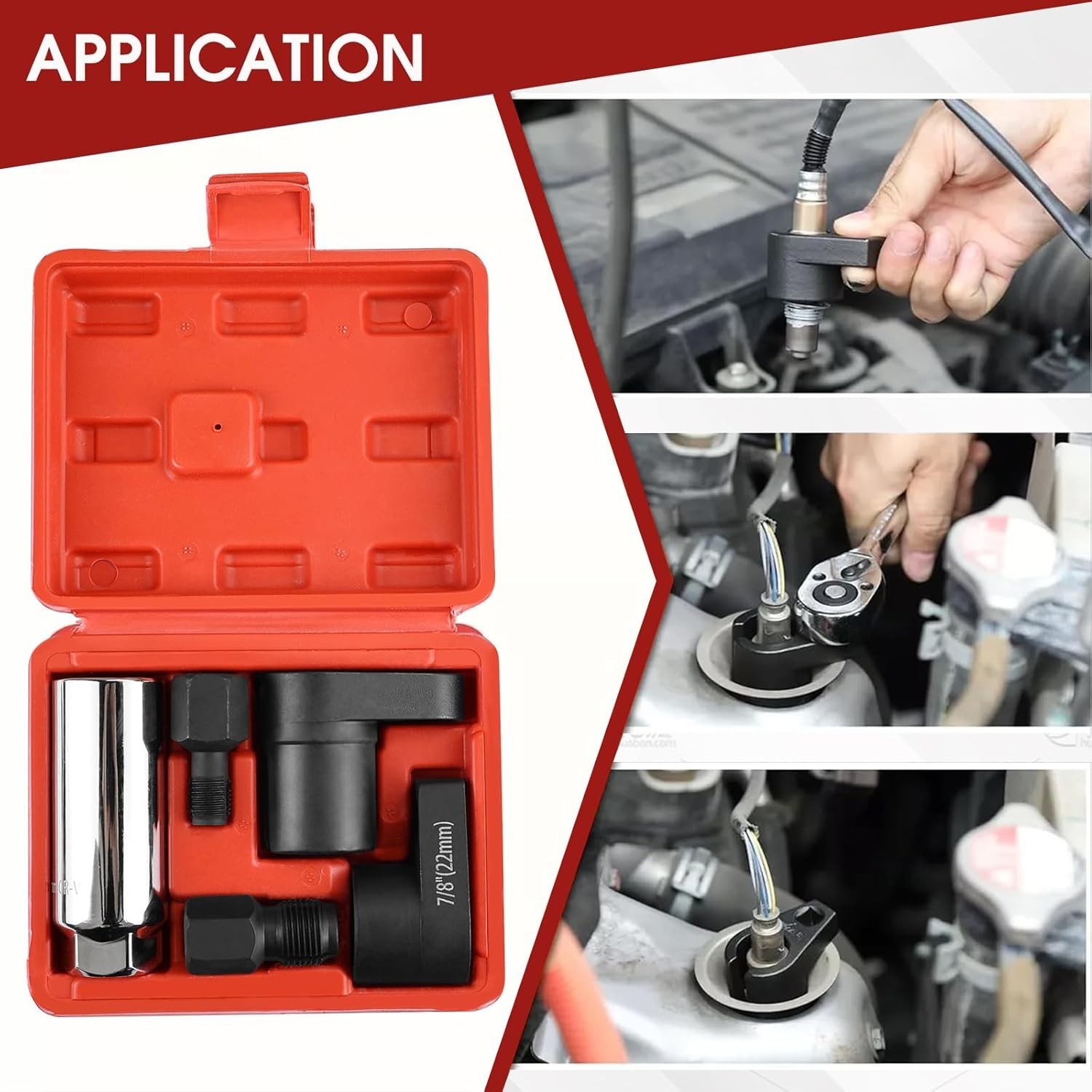 5PC O2 Oxygen Sensor Socket Set 3/8 in Drive, 7/8 in (22mm) Premium Removal Tool
