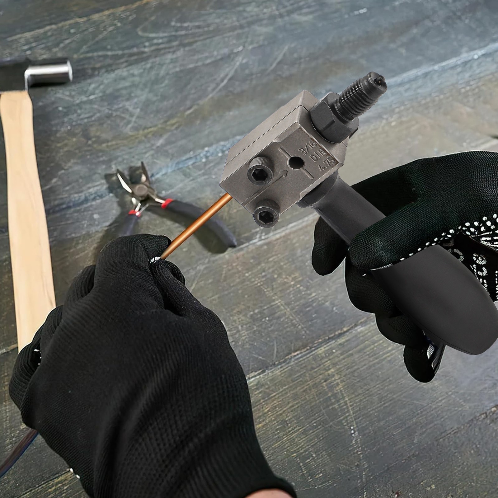 Universal Handheld Car Brake Line Flaring Tool Kit 3/16» Double Flare w/Storage