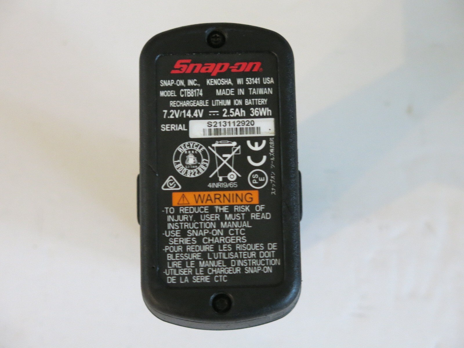 Snap On CTB8174 14.4V 2.5 Ah Battery CT861 ctrs761 ctr861 ctpp861 Brushless Tool