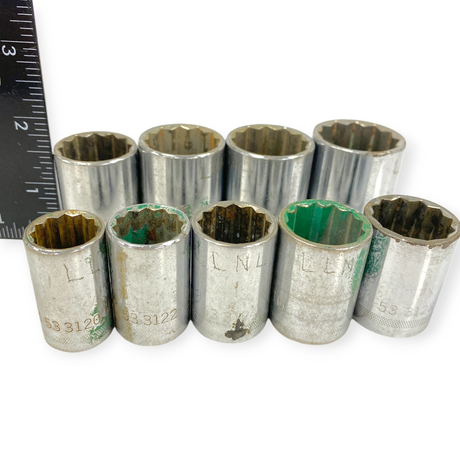 Easco 1/2» Drive 12 Point SAE Socket 5/8 in to 1-1/8 in, 9 pcs Set, Made in USA