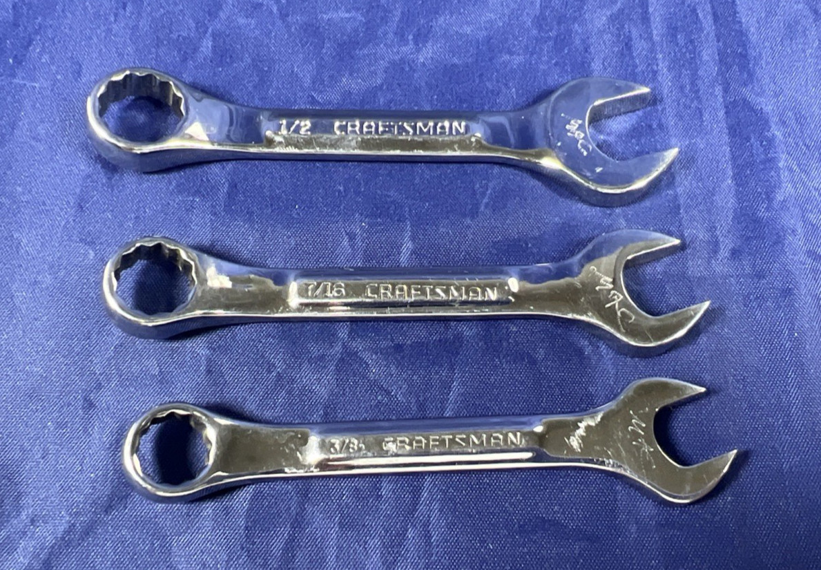 Set Of 11 Craftsman USA 12pt SAE Stubby Combination Wrench Set VV Series