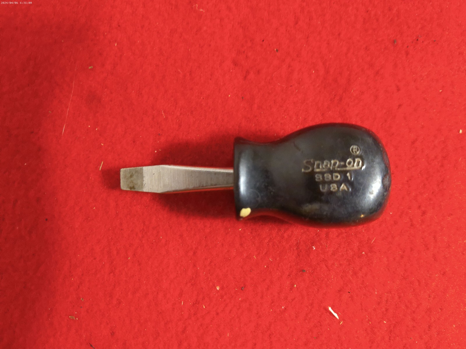 Snap-On Tools SSD1 1/4″ Flat Head Short Stubby Hard Black Handle Screwdriver US