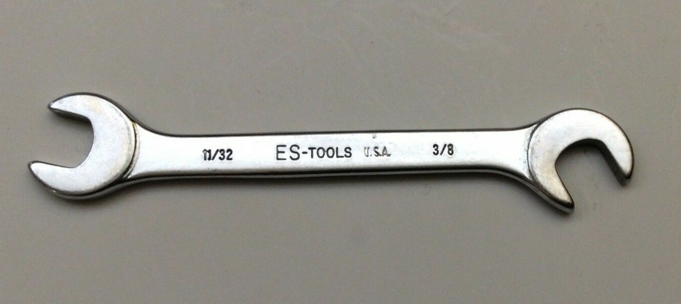ES TOOLS 3/8 x 11/32 INCH ANGLE HEAD OPEN END WRENCH NEW USA